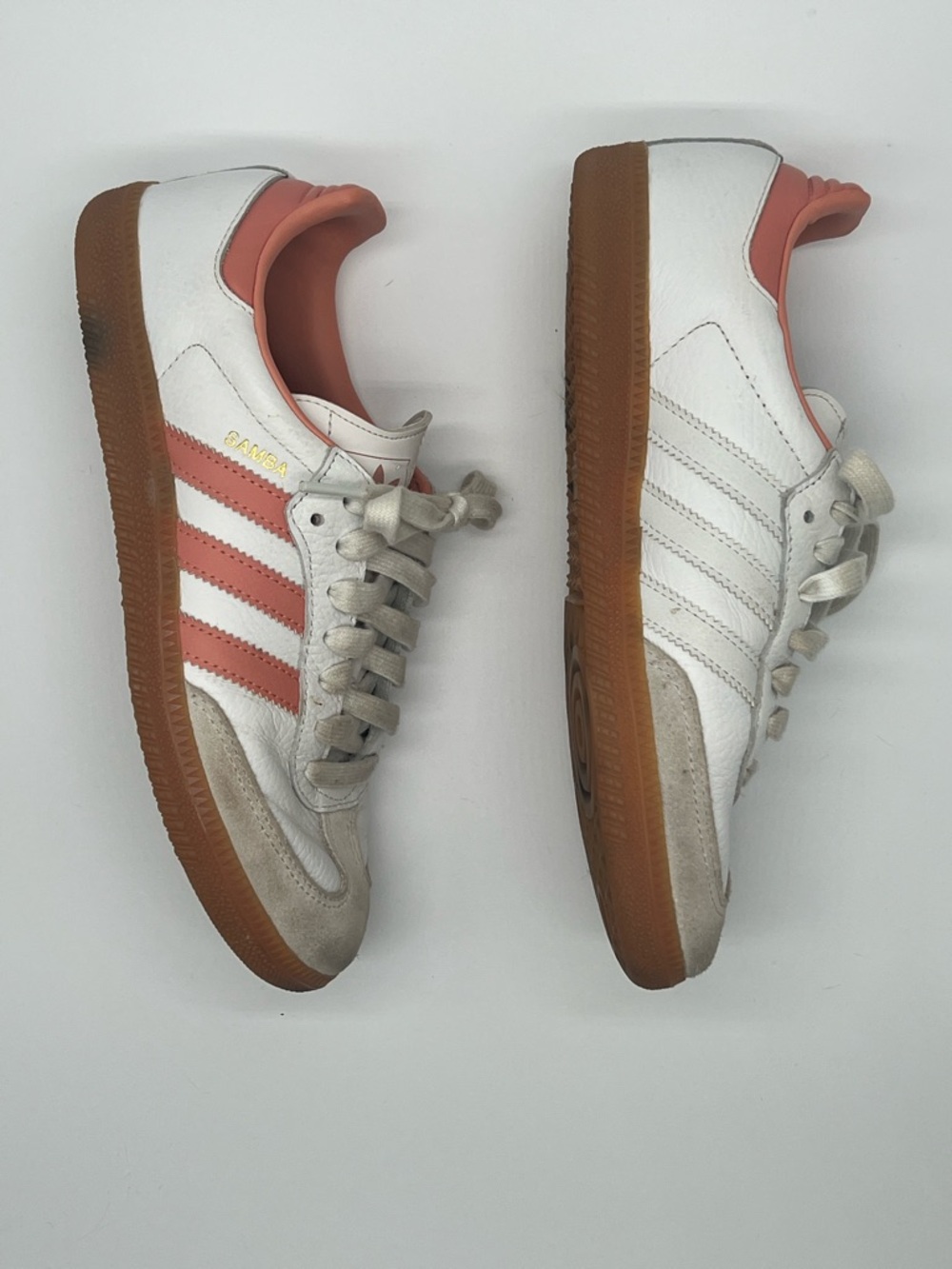 Adidas Samba Sneakers in White and Coral Pink Women's Sz 6.5 - Picture 7 of 11